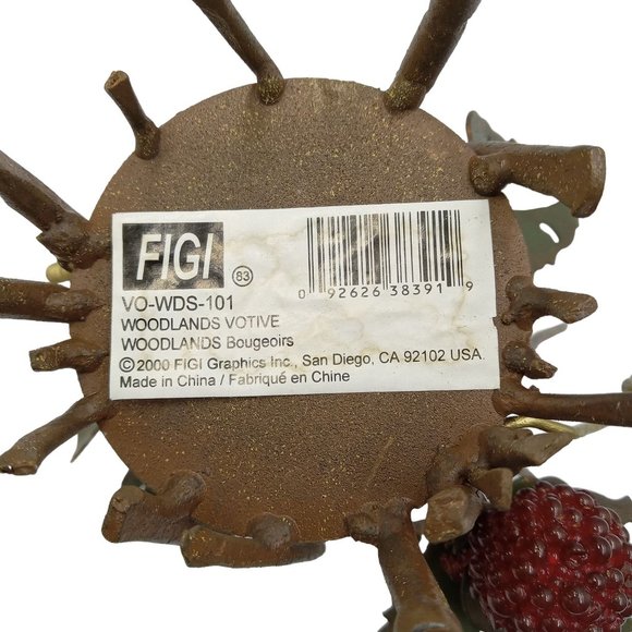 Vintage Figi Graphics Metal Sculpted Floral Votive Candle Holder, Glass Insert, - Picture 8 of 10